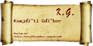 Komjáti Gábor névjegykártya